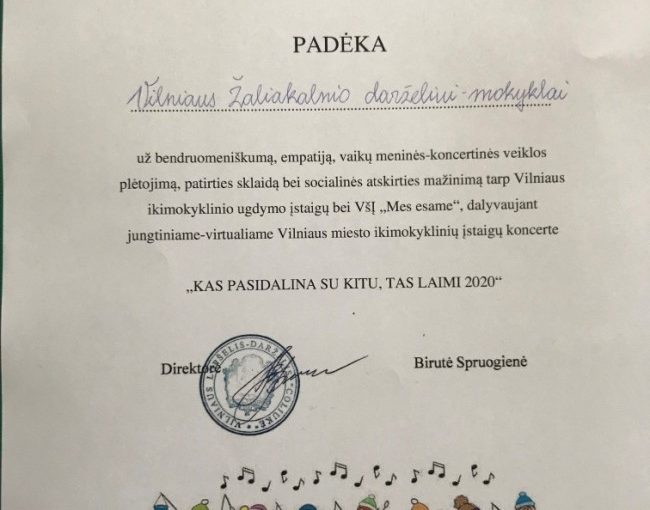 ,, Kas pasidalina su kitu, tas laimi 2020“